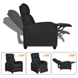 Topeakmart Fabric Recliner Sofa Push Back Recliner Chair Adjustable Modern Single Reclining Chair Upholstered Sofa with Pocket Spring Living Room Bedroom Home Theater Matte Black Topeakmart