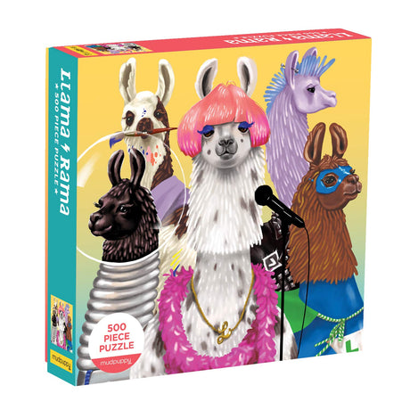 Mudpuppy Llama Rama 500 Piece Family Jigsaw Puzzle, Cute Puzzle for Kids and Families with Dressed Up Llamas Mudpuppy