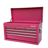 Workington Portable Metal Tool Chest with 6 Drawers, 24" 6-Drawer Tool Chest Cabinet with Ball Bearing Drawer Slides, Steel Tool Storage Box Organizer 4005 Pink Workington