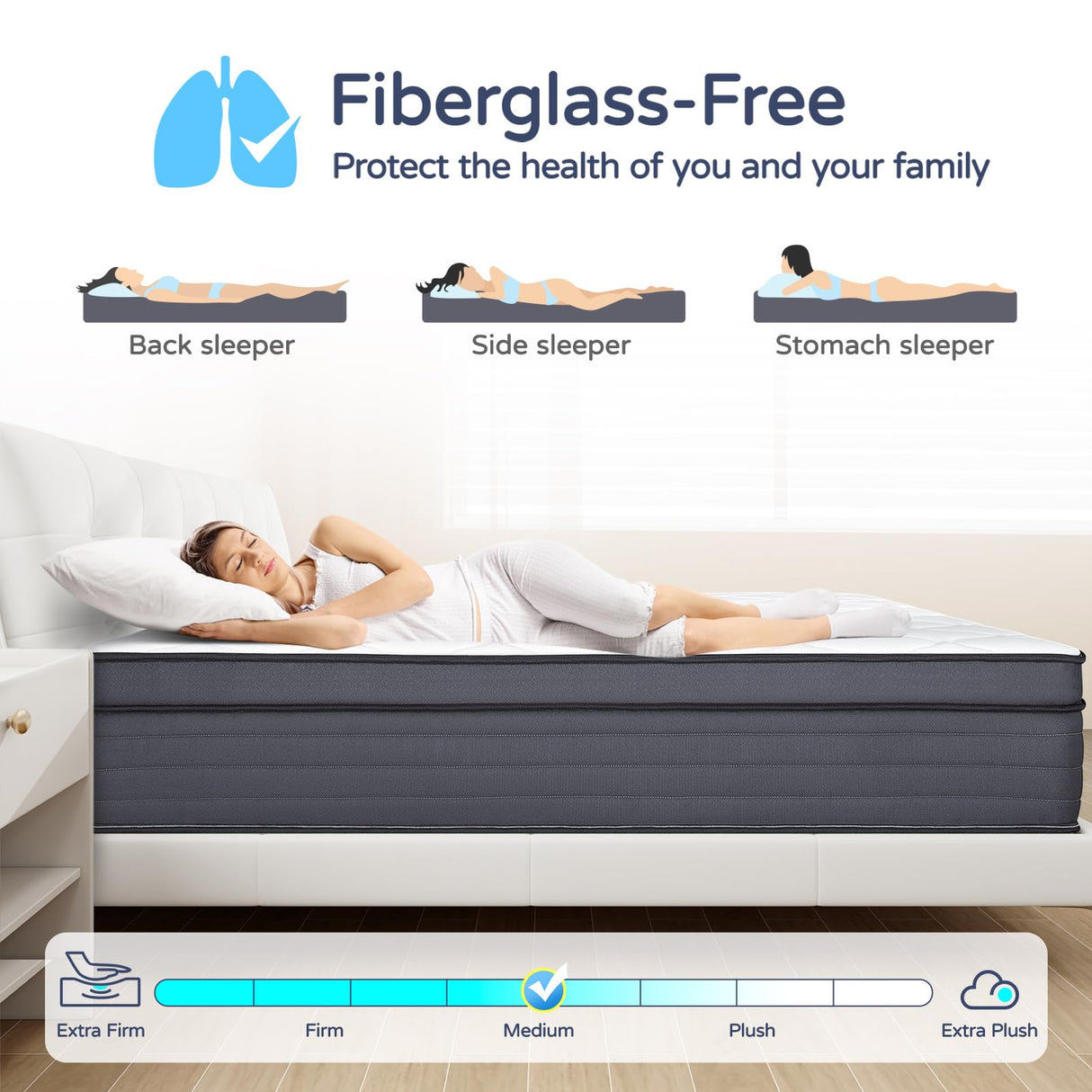 SIMARTH King Size Mattress 14 Inch - Upgrade Strengthen, Memory Foam Hybrid Mattress with Motion Isolation and Pressure Relief, Strong Edge Support, Pocket Spring King Size Mattress in a Box, Medium SIMARTH