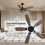 46 Inch Ceiling Fans with Lights and Remote Control, Farmhouse Ceiling Fan with LED Lighting for Bedroom Living Room and Patio, Black Caged Ceiling Fan for Indoor and Outdoor LuminFan