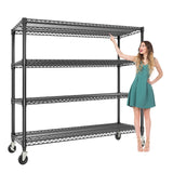 PeacefulHues 71" H Storage Shelves 2640LBS Heavy Duty Shelving Unit with Wheels & Feet, 4-Tiers Garage Shelving for Pantry Garage Kitchen Home Commercia, 71.8" H x 59" W x 17.7" D PeacefulHues
