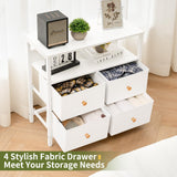 Yoobure Night Stand with Charge Station, Nightstand with 4 Drawers Bedside Table, LED Dresser with Storage Shelf, Night Stands for Bedroom, Side Table 3-Tier Wood End Table for Home, Office White Yoobure