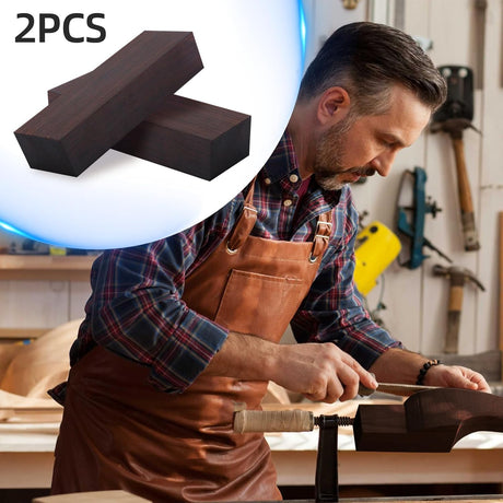 2Pcs Black Ebony Wood, 4.72 x 1.57 x 0.98 Ebony Wood Lumber Handle Plate for Music Instruments DIY Tools, Black Ebony Lumber Original Wood Timber for Wood Turning Blanks Flylin
