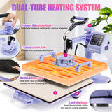 Whubefy 15x15 Heat Press Machine for T Shirts 8 in 1 Combo with 30oz Tumbler Press, Slide Out & Swing Away, Dual Tube Fast Heating, 3 Preset Modes & Counting Function for Bulk DIY Hats, Mugs, Plates Whubefy