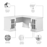 Bush Furniture Westbrook 60W L Shaped Desk with Storage in White Ash | Farmhouse Desk for Home Office Workspace Bush Business Furniture