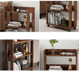 ALISENED 3 Tier Nightstand with Wheels, Wood Small Bookshelf and Bookcase, Farmhouse Bedside End Table with Storage Rack for Bedroom, Library, Living Room, Home, Office Cart, Rustic ALISENED