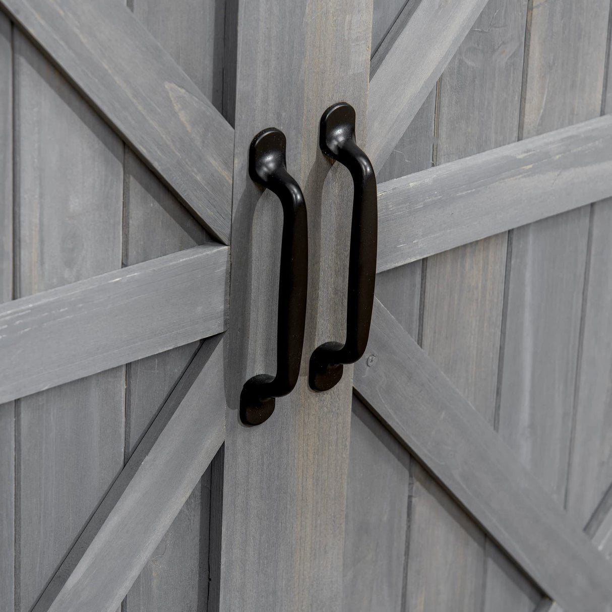 Outsunny Potting Bench Table, Outdoor Storage Cabinet, Multi-function Gardening Bench, Wooden Planting Workstation with Magnetic Doors, for Yard Tools or Pool Accessories, Gray Outsunny