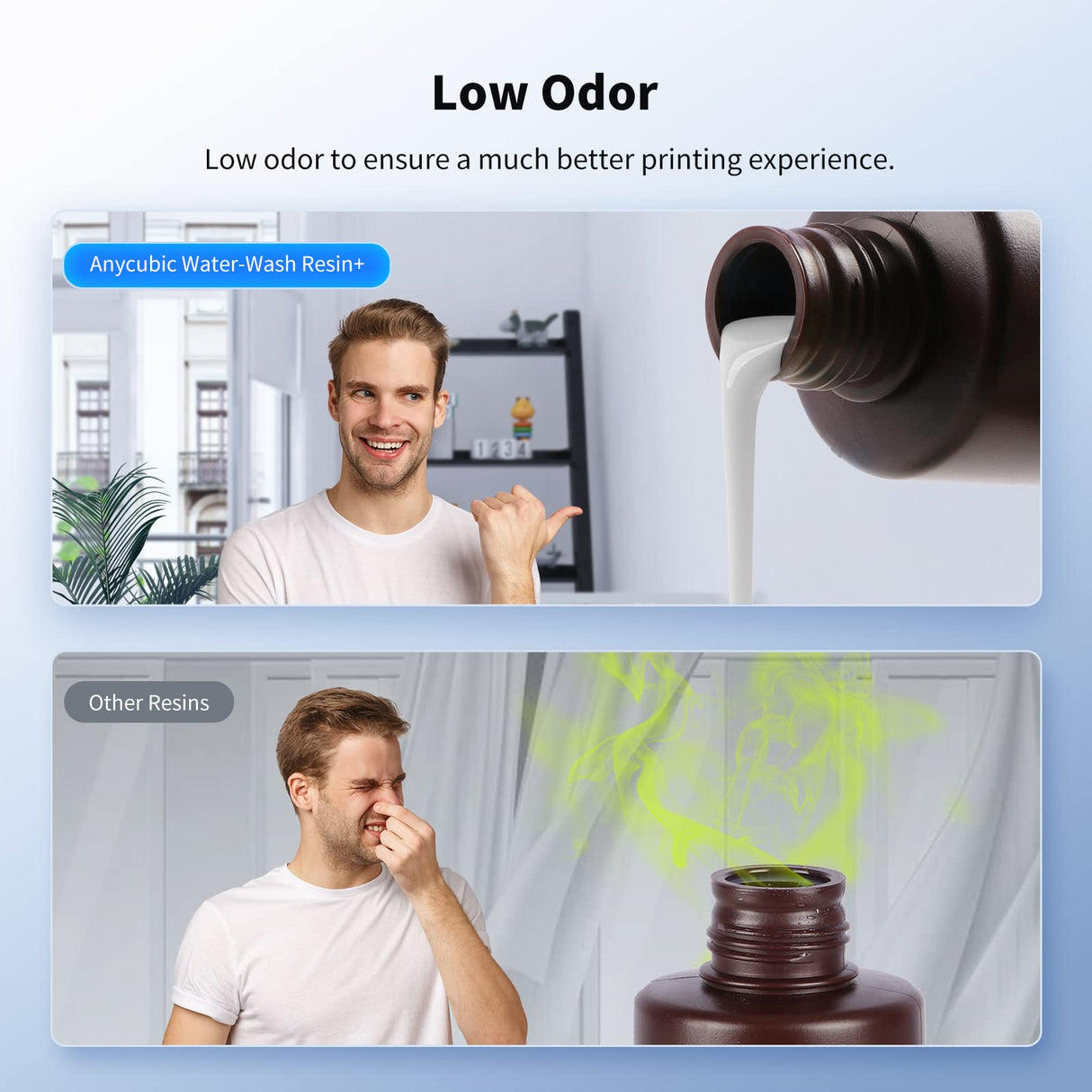 ANYCUBIC Water Washable 3D Printer Resin, 405nm High Precision UV-Curing 3D Resin, Low Shrinkage Standard Photopolymer Resin for 8K Capable LCD DLP Resin 3D Printer Printing (White, 500g) ANYCUBIC