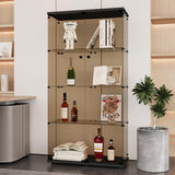 Beauty4U Glass Display Cabinet with 4 Shelves, 2 Doors Curio Cabinets for Living Room, Bedroom, Office, 5mm Brown Tempered Glass Floor Standing Bookshelf, Quick Installation Beauty4U