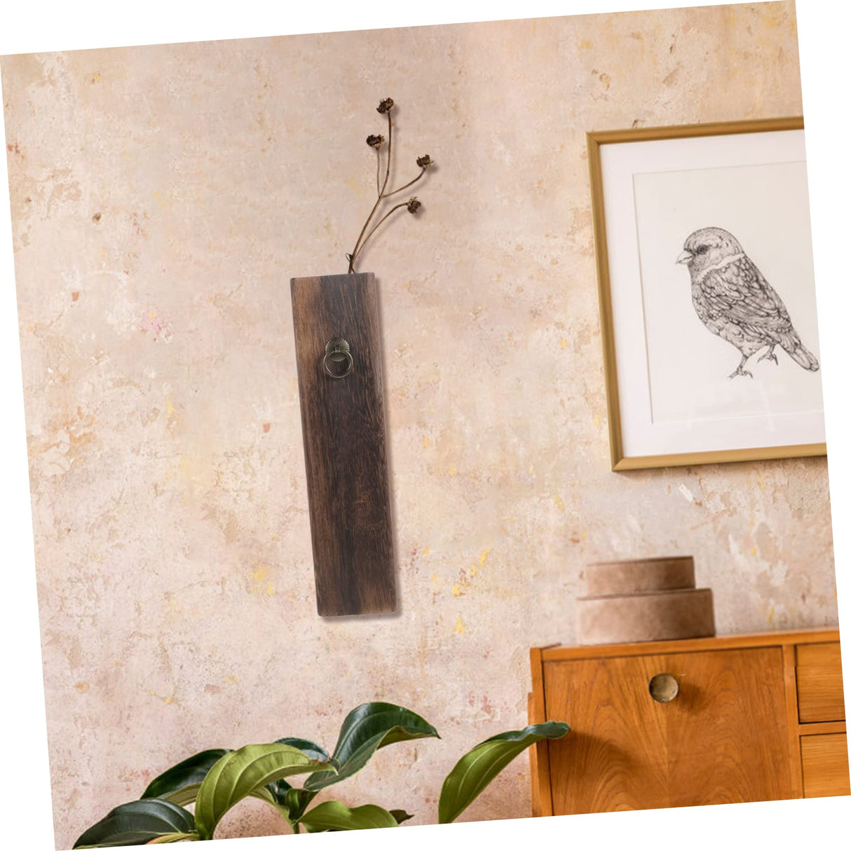 Hoement Wooden vase Dried Pampas Holder Wall Pocket vase Wood Wall Hanging Planter Wall Wood vase Wall Mount Wood vase Indoor Wall Planter Household Hanging Flower Basket Pine Wood Hoement