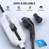 Tera Electric Vehicle Charger for Tesla: Level 1 & 2 J1772 EV Portable 32A 8A 110V 240V Wall Connector Dual Use ETL NEMA 14-50 & 5-15 Wi-Fi Enabled 25FT Cable with Holder P01 Tera