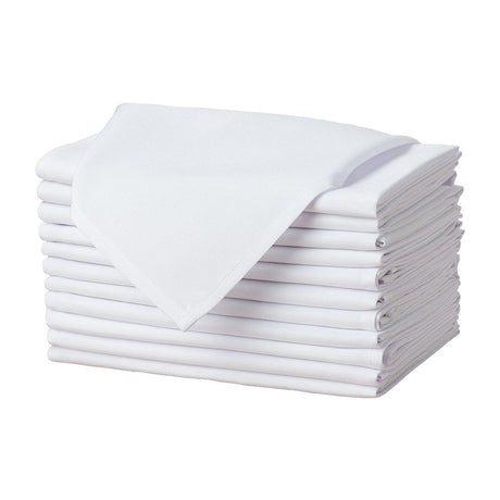 Gee Di Moda Cloth Napkins - 17 x 17 Inch White Dinner Napkins - Set of 12 Soft & Absorbent Washable Fabric Cloth Table Napkins with Hemmed Edges for Hotel Restaurant, Holiday Parties & Wedding Gee Di Moda