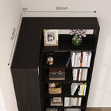 4 EVER WINNER Corner Book Shelf with LED Lights, 71” High Coner Bookshelf with Storage for Living Room, Study Room, Modern Storage Display Industrial L Shaped Bookshelf, Black 4 EVER WINNER