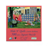 SUNSOUT INC - Hide N Quilt - 550 pc Jigsaw Puzzle by Artist: Susan Brabeau - Finished Size 15" x 24" - MPN# 44268 SunsOut