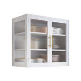 NEWOWNDS Wall-Mounted Bathroom Cabinet with Glass Door & Adjustable Shelves, Floating Storage for Kitchen & Laundry, White NEWOWNDS