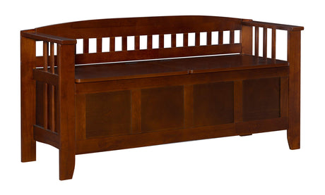 Linon Walnut Split Seat Storage Bench for Foyers and Mudrooms Linon
