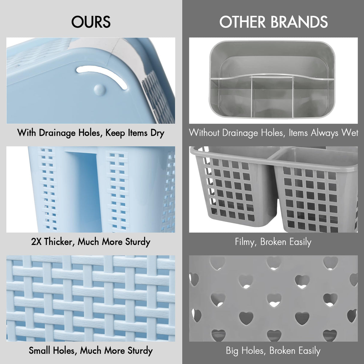 Tiawudi Portable Shower Caddy, Caddy Organizer with Handle, Plastic Shower Basket Hold Soap, Shampoo, Hair Supplies and Beauty Products, Cleaning Supplies Organizer for Home, Dorm, Shelf and Cabinet Tiawudi