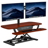 VERSADESK® PowerPro 40” x 24” Standing Desk Converter | 7.75” - 23.5” Electric Height Adjustable Sit to Stand Desk Riser w/Keyboard Tray & USB Hub - Ergonomic Workstation for Home & Office, Cherry VERSADESK