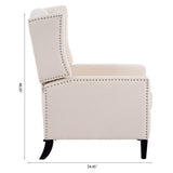 Push Back Recliner Chair,Easy Chairs for Small Spaces,Comfy Armchair,Reading Recliner Chairs for Adults,Living Room Accent Chair, Wingback and Rivets Design for Modern Recliner Chair(White) NITYASUNDARA