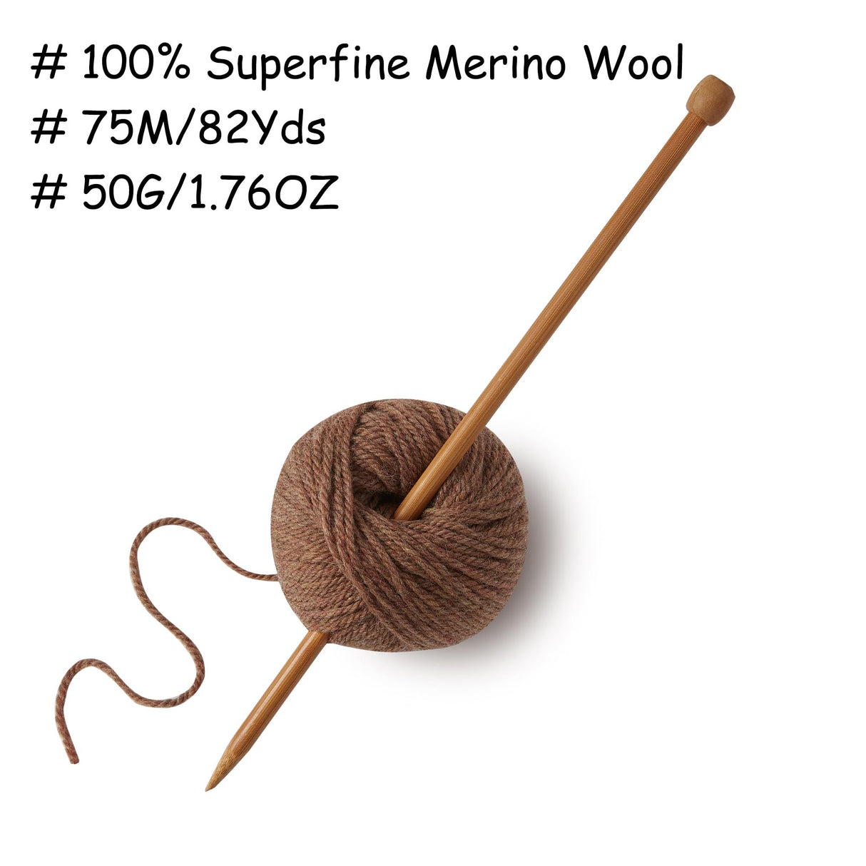 Gisimo 100% Merino Wool Yarn, 3-Ply Luxurious and Soft Yarn for Hand Knitting & Crocheting (Mocha, 1Ball) Gisimo
