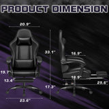 Homall Gaming Chair, Video Game Chair with Footrest and Massage Lumbar Support, Ergonomic Computer Chair Height Adjustable with Swivel Seat and Headrest (Dark Black) Homall