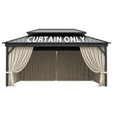 12'x16' Gazebo Curtains Outdoor Waterproof with Hanging Rings, 4-Panel Double Zipper Sidewalls Universal Replacement Privacy Curtain, Outdoor Gazebo Curtains for Patio, Backyard(Curtains Only) Snubbull