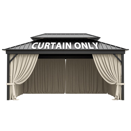 12'x16' Gazebo Curtains Outdoor Waterproof with Hanging Rings, 4-Panel Double Zipper Sidewalls Universal Replacement Privacy Curtain, Outdoor Gazebo Curtains for Patio, Backyard(Curtains Only) Snubbull