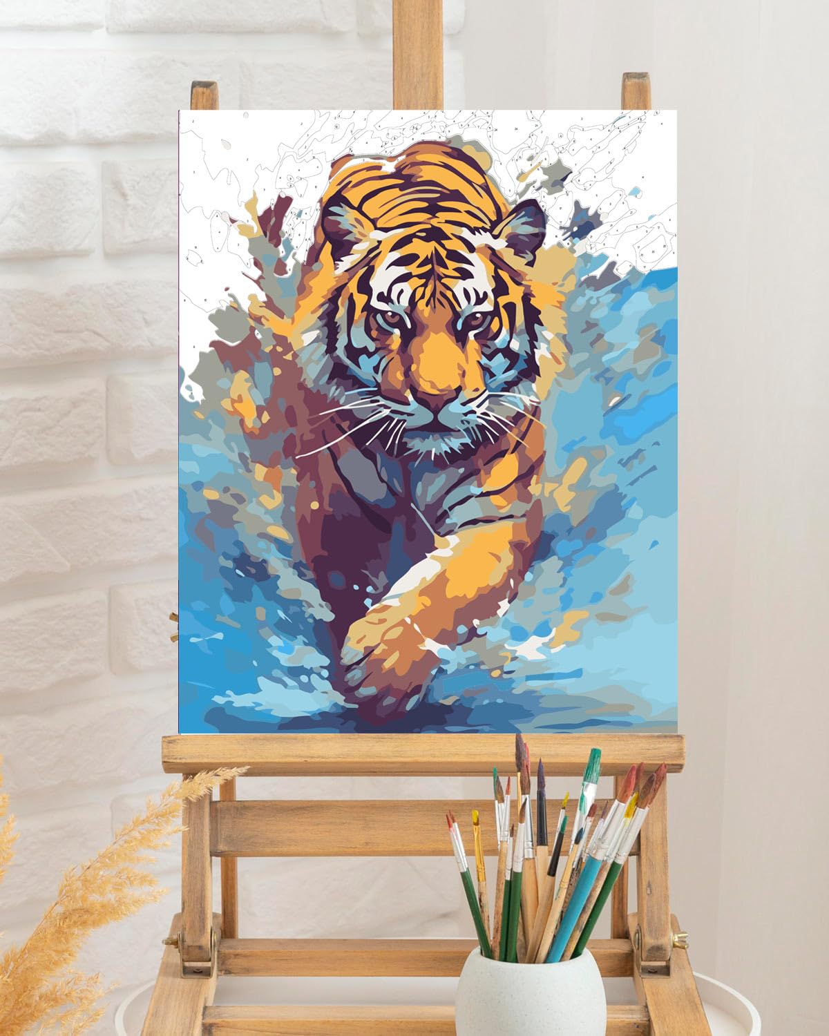 TOCARE Tiger Paint by Numbers Kit for Adults, Adult Paint by Number Tiger Canvas,Adults’ Paint-by-Number Kits Animal 16x20inch TOCARE