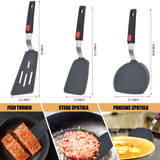 Silicone Spatula Turner Set of 3, Beijiyi 600°F Heat Resistant Cooking Spatulas for Nonstick Cookware, Large Flexible Kitchen Utensils BPA Free Rubber Spatula Set for Egg, Pancake, Fish, Burger Beijiyi