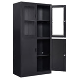 SISESOL Display Cabinet with Glass Doors and Lock,Black Metal Storage Cabinet,Freestanding Locking Kitchen Pantry Cabinets with Doors and Shelves for Home Office,Pantry,Kitchen Bathroom SISESOL