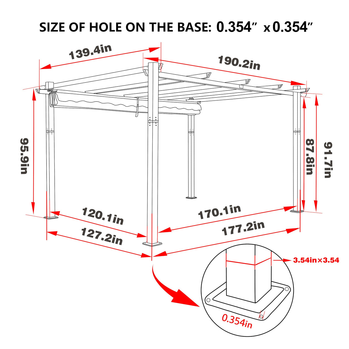 Yardenaler 12’ X 16’ Retractable Pergola with Adjustable Canopy for Backyard Deck Garden Grey Yardenaler