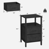 TUTOTAK End Table, Couch Side Table, Nightstand with Cloth Drawer, Set of 2, Bedside Table, Black TB01BK066 TUTOTAK