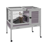 Aivituvin Rabbit Hutch Indoor Bunny Cage Wooden Guinea Pig House with Wire Floor, Wheels, Leak-Proof Tray 35in Aivituvin
