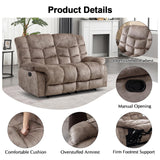 CANMOV Manual Loveseat Recliner, 2 Seat Recliner Sofa Chair with Armrest and Overstuffed Backrest, Couch Set for Living Room, Bedroom, Office, Light Brown CANMOV