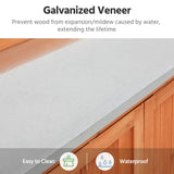 Topeakmart Potting Bench Table - Wooden Storage Cabinet with Removable Shelf & Flexible Space & Metal-plated Tabletop for Outdoor Garden Patio,Brown Topeakmart