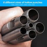 9 Pcs Leather Hole Punch Tool, Hollow Punch Set for Leather Stitching Punch Tool, Leather Belt Hole Punch Tool for Leather Watch Bands Gasket Belt Canvas Paper Rubber, with 1 x PVC Board HexinYigjly