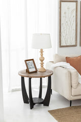 COZAYH Rustic Farmhouse End Table with Storage Shelf, French Country Accent Side Table for Family, Dinning or Living Room, Small Spaces, Modern, Round COZAYH