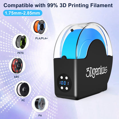 3Dgenius 3D Printer Filament Dryer Filament Dryer Box 3D Filament Dryer for Nylon ABS PETG PLA Filament with Fan for 360° Surrounded Heating, Compatiple with 1.75mm 2.85mm Filament - WoodArtSupply