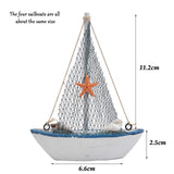 BUYGOO Mini Sailboat Model Decoration - 4-Piece Wooden Miniature Sailing Boat Home Decor Set BUYGO