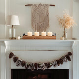 Rustic Wood Serving Tray with Metal Handles, Brown Wooden Tray, Centerpiece Tray for Dining Table, Farmhouse Plant Tray, Candle Holder, Long Narrow Ottoman Trays for Wine Coffee Table Kitchen Decor OKSQW