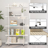Azheruol 5-Tier Modern White Wooden Bookshelf - Versatile Open Storage Bookcase for Home Office and Study Azheruol