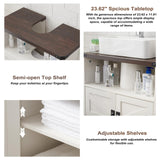 Minifeel Bathroom Floor Cabinet, Farmhouse Bathroom Storage Cabinet, Adjustable Shelf, Barn Doors, Cabinet for Bathroom, Kitchen, Living Room (Antique White) Minifeel