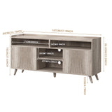 Algglobuy Farmhouse TV Stand for 65 Inch, TV Stands for Living Room with Sliding Doors and Adjustable Shelf, Entertainment Center with Storage Media TV Console Table for Bedroom (Sunwashed Ash Oak) Algglobuy