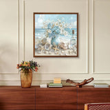 xcemhil Flower Paint by Numbers for Adults with Frame, Paint by Numbers Kit for Adults Beach, Framed Paint by Numbers Kit on Canvas for Gift Home Wall Decor 10x10 Inch xcemhil