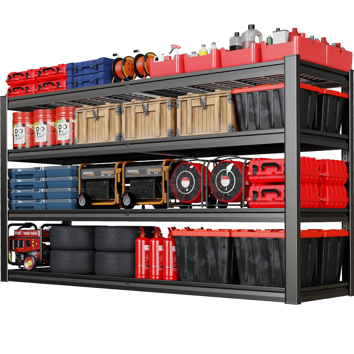 PMKES 67" Wide Garage Shelving Unit, 67" W x 24" D x 68" H, Heavy Duty Garage Storage Shelves,3500 LBS Capacity, Industrial Adjustable Shelves for Basement Warehouse PMKES