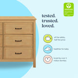 DaVinci Charlie 6-Drawer Baby Dresser - Wooden Double Chest of Drawers for Kids, Boys and Girls - Multi-Purpose Storage Dresser for Bedroom, Nursery, Living Room & Hallway, Easy to Assemble - Honey DaVinci
