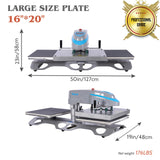 16x20 Pneumatic Dual Platen Heat Press Machine, Swing Head and Press Down Automatically, T-Shirt Printing Machine with Shaking Head Function - Sublimation Transfer Machine Anranni