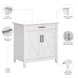 Bush Furniture Key West Secretary Desk | Accent Cabinet with Work Surface in Pure White Oak | 30W x 20D Hidden Writing Table and Storage for Small Spaces Bush Business Furniture