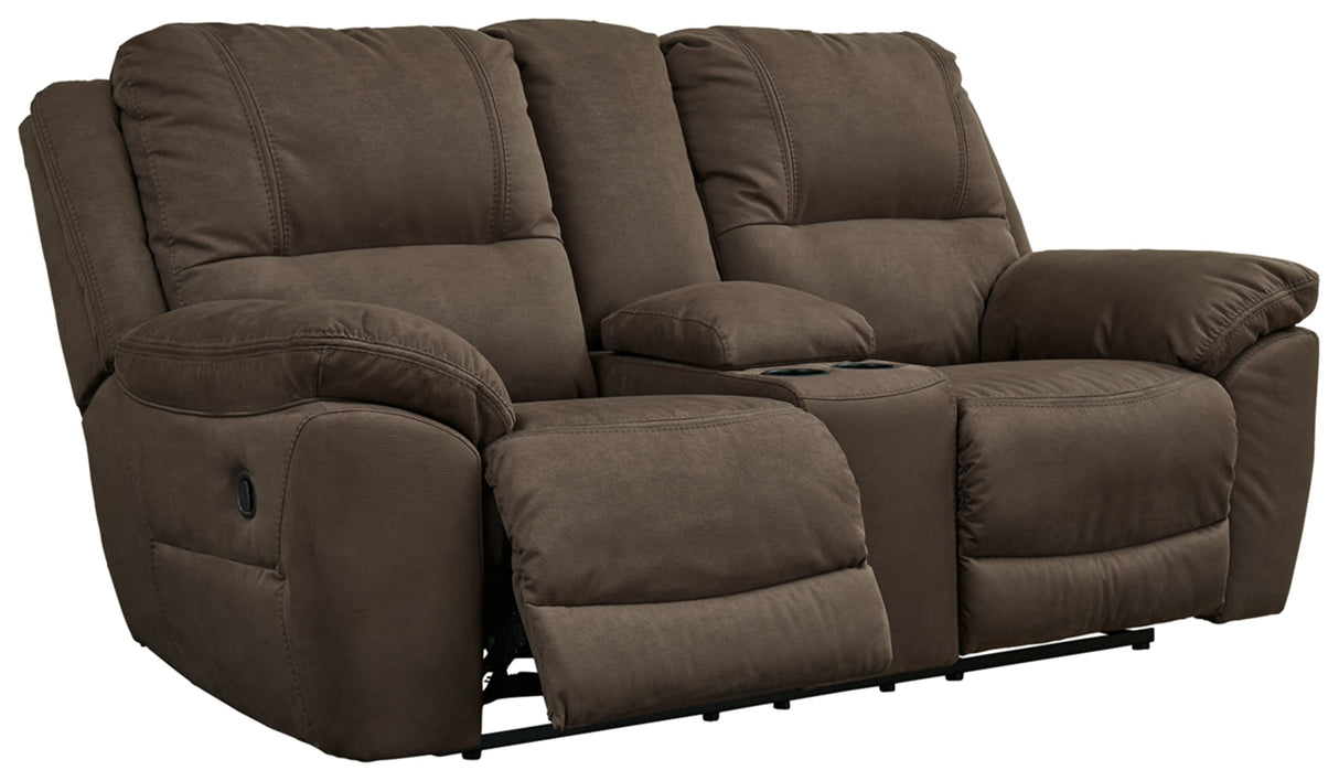 Signature Design by Ashley Next-Gen Gaucho Classic Reclining Loveseat with Console, Dark Brown Signature Design by Ashley